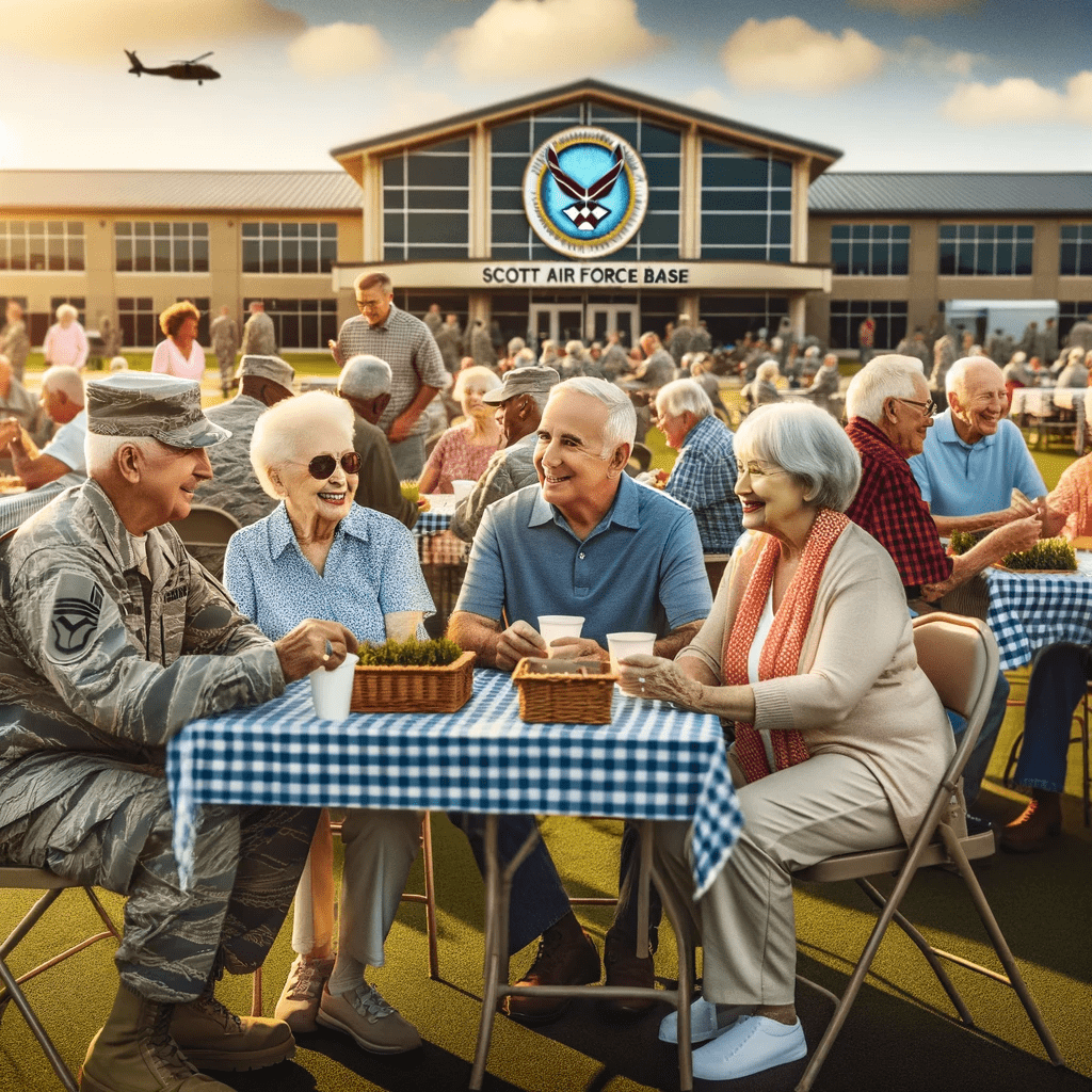 Can retirees live on Scott AFB?